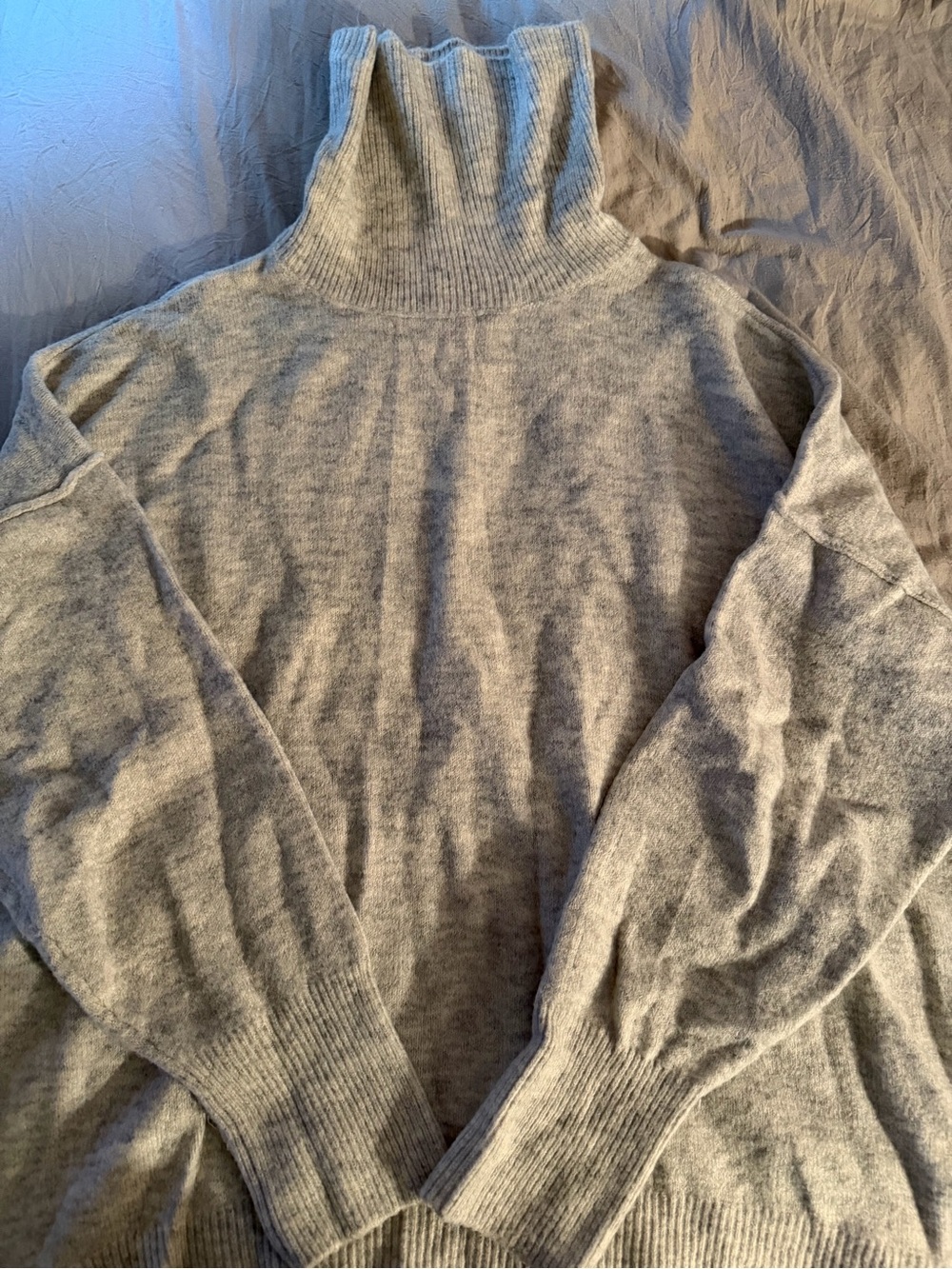Vince Camuto Light Gray Ribbed Turtleneck Sweater